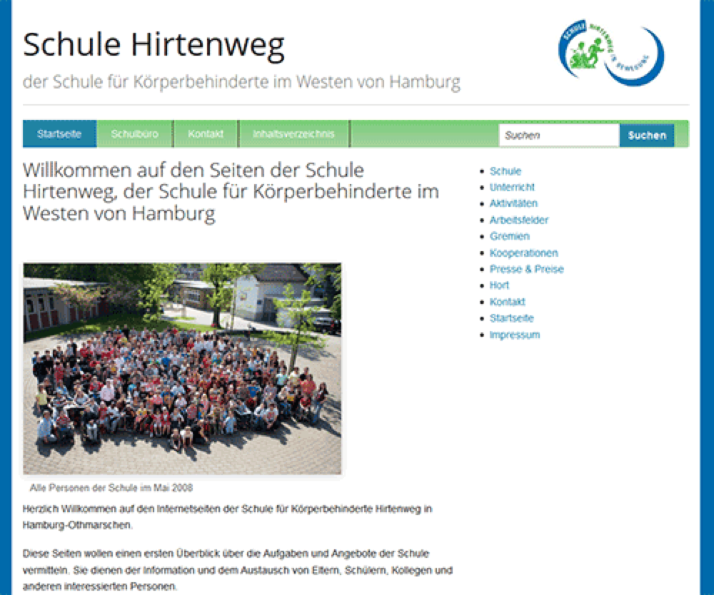Schule Hirtenweg website screenshot